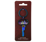 Rakto formos raktų pakabukas su Vilniaus siluetu Rakto formos raktų pakabukas su Vilniaus siluetu